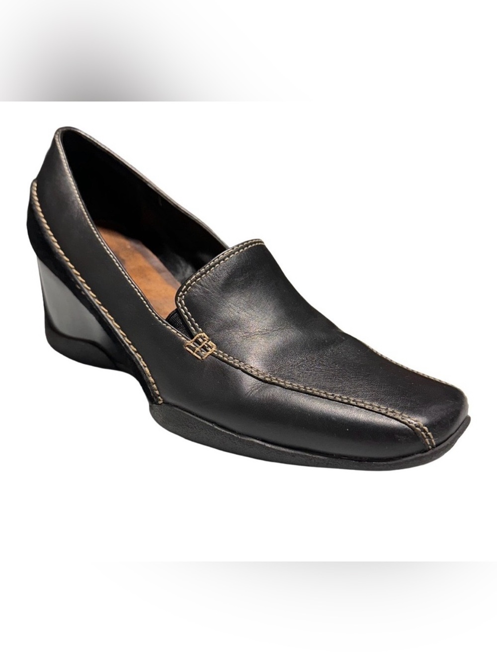 Aerosoles Brown Leather Wedge Loafers 90s Y2K Office Siren Preppy US 8